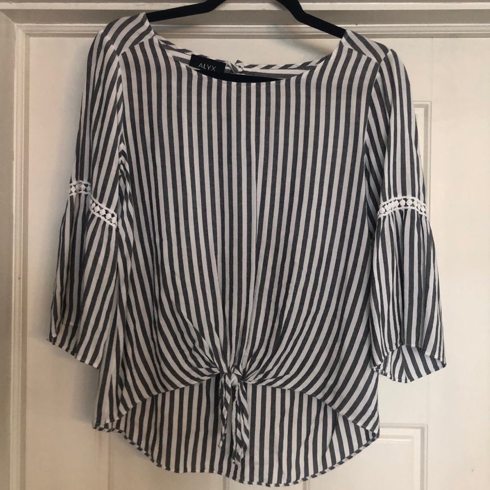 White and grey striped blouse!